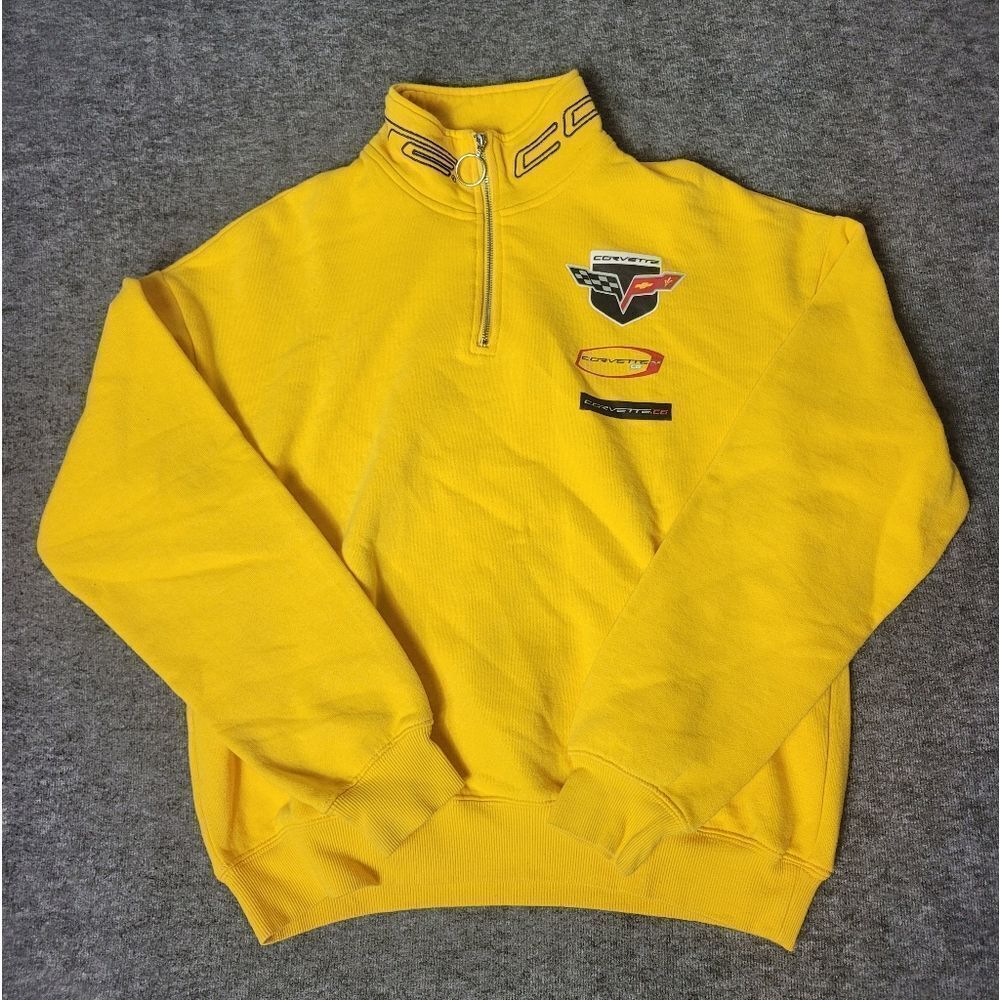 Official GM Corvette Womens Jacket Size S Yellow 1/4 Zip Pullover Sweatshirt